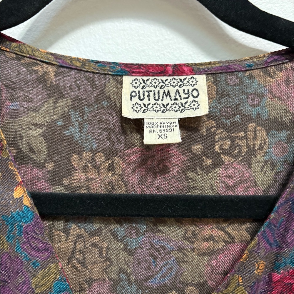 Vintage Putamayo floral linen blend midi dress, size XS - Picture 4 of 4